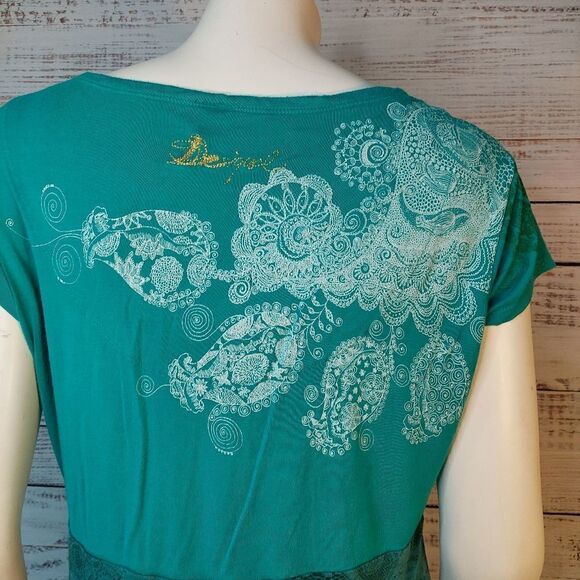 Vintage 90s Dress, Desiqual, Turquoise Floral Print Womans - Picture 8 of 12